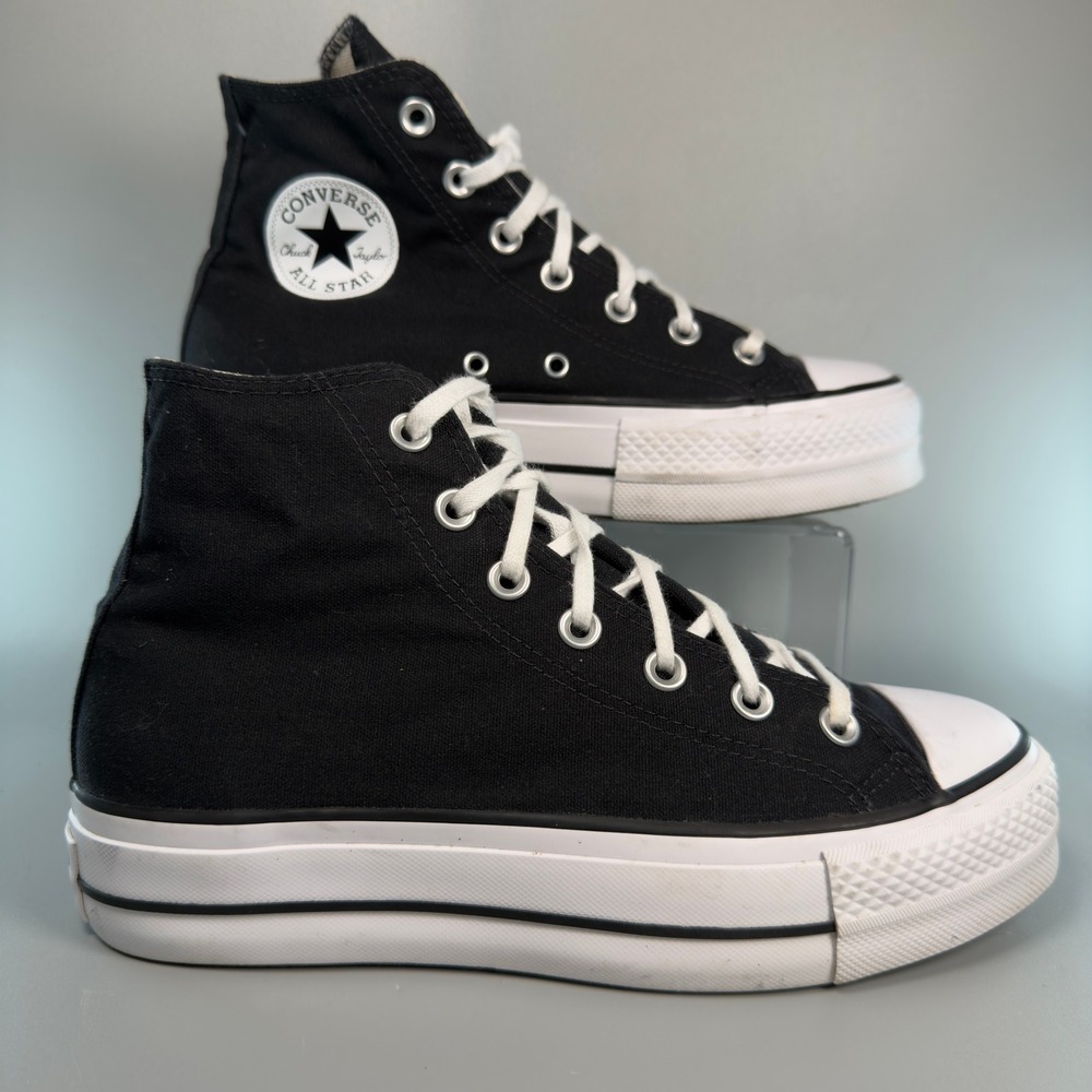 Converse Chuck Taylor All Star Lift Platform Womens 8 Hi Top Black White Lace Up